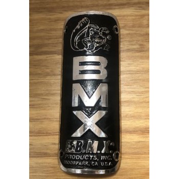 Old School BMX Mongoose California Products Inc 4 Holes Head Badge - Black Chrome Highlight