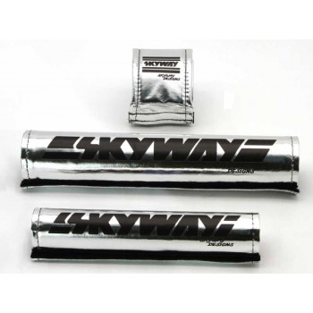 Old School BMX Retro USA Made Pad Set Chrome/Black by Skyway