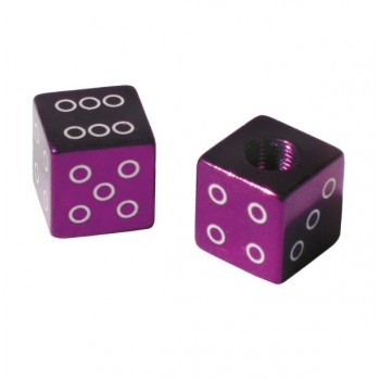 Old School BMX Dice Pattern Valve Caps Alloy Purple