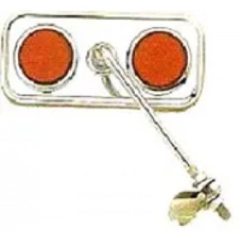 Old School BMX Mirror with Red Reflectors Arm Length 140mm