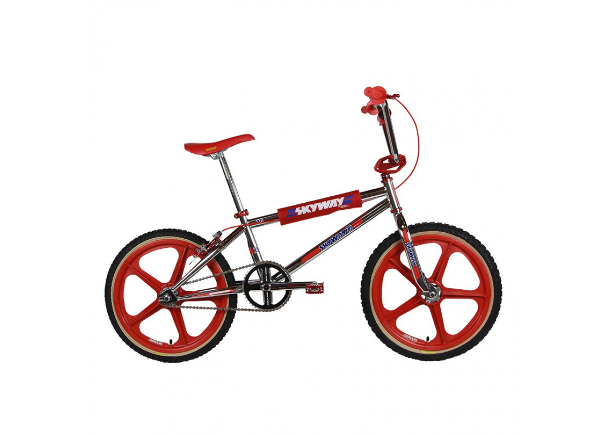 Old School BMX Skyway 2022 TA 20 PRO Replica BMX Bike Chrome Red Wheel Old School BMX