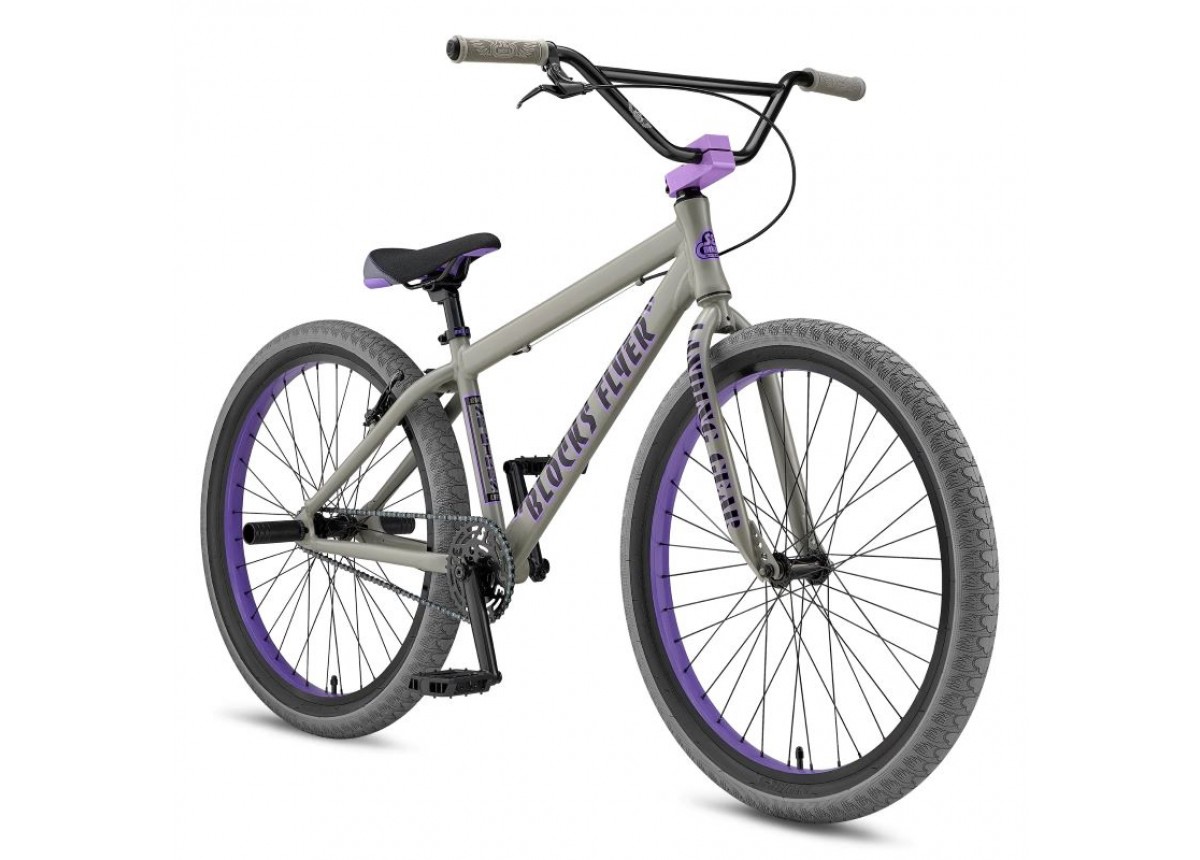 SE Bikes Blocks Flyer 26" BMX Bike - Matte Grey & Purple SE Bikes Blocks Flyer 26" BMX Bike - Matte Grey & Purple
