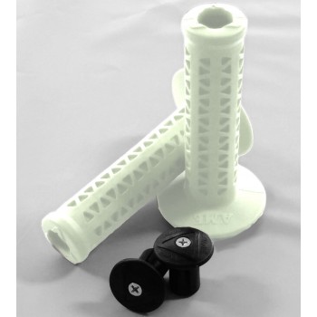 Old School BMX Ame Unitron 702 Grips White with Grip Savers by Ame