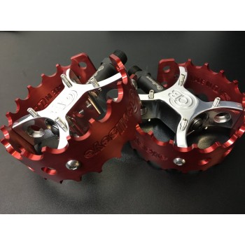 Old School BMX Bullseye 2022 Pro-X Round Pedals Red / Silver By Bullseye