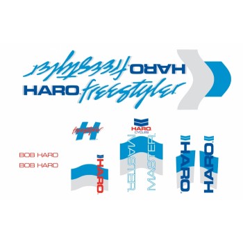 Old School BMX HARO Decals 1985 Master white blue by Haro