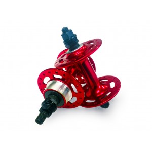 Old School BMX High flanged Front and Rear hubs Red by KT