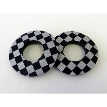 Old School BMX Foam Grip Donuts Checker Black & Silver by Flite