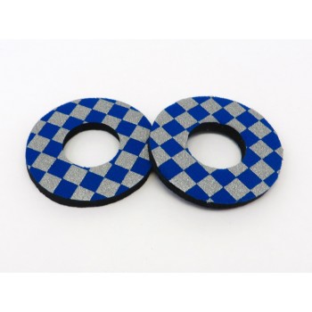 Old School BMX Foam Grip Donuts Checker Blue & Silver by Flite