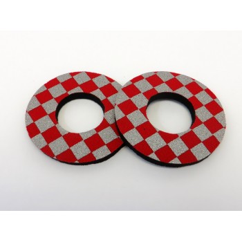 Old School BMX Foam Grip Donuts Checker Red & Silver by Flite
