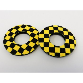 Old School BMX Foam Grip Donuts Checker Black & Yellow by Flite