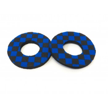 Old School BMX Foam Grip Donuts Checker Black & Blue by Flite