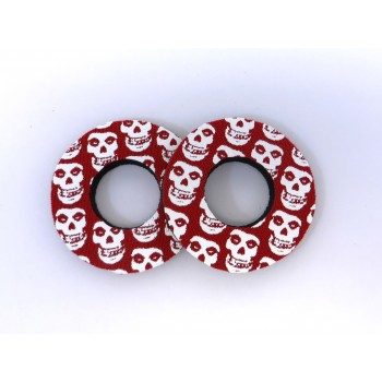 Old School BMX Foam Grip Donuts Skull Red & White by Flite