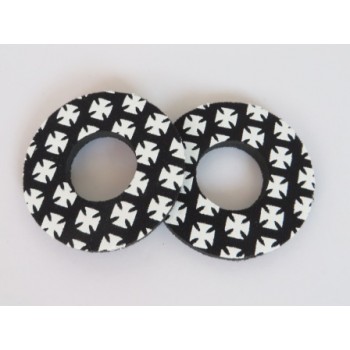 Old School BMX Foam Grip Donuts Iron Cross Black & White by Flite