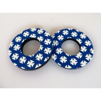 Old School BMX Foam Grip Donuts Iron Cross Blue & White by Flite