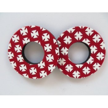 Old School BMX Foam Grip Donuts Iron Cross Red & White by Flite