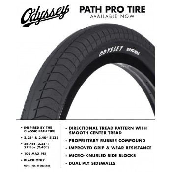 BMX Path Pro Tyre Dual Ply 20" x 2.4" Black by Odyssey