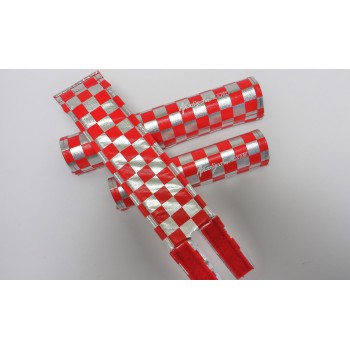 Old School BMX Flite Anodized Checkers Pad Set Red on Chrome