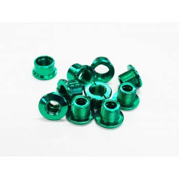 Old School BMX Chain wheel bolts Green x5 by Old School BMX