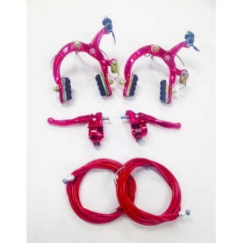 Old School BMX Red MX 1000 Front and Rear with Tech 3 lever and Cable by Dia Compe