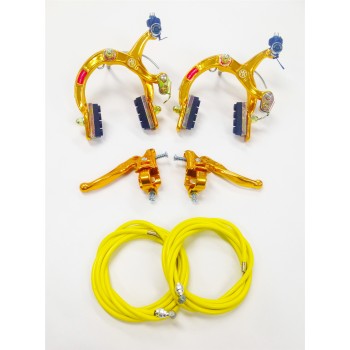 Old School BMX Gold MX 1000 Front and Rear with Tech 3 lever and Cable by Dia Compe