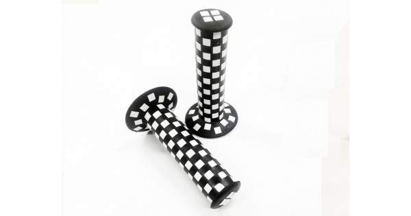 125mm Old school BMX bicycle checked checkerboard bike grips BLACK and WHITE 