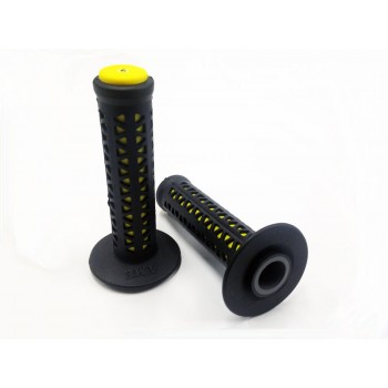 Old School BMX Ame Unitron Grips Black over Yellow by Ame