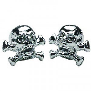 Old School Bmx skull with bones Valve Caps Chrome by Old School Bmx