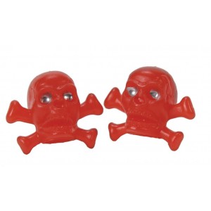 Old School Bmx skull with bones Valve Caps Red by Old School Bmx