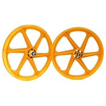 Old School BMX 6 Spoke 20" Skyway free wheel Yellow by Skyway