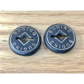 Old School BMX Crank Caps Black-Gold Font by Sugino