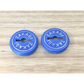 Old School BMX Crank Caps Blue-Silver Font by Takagi