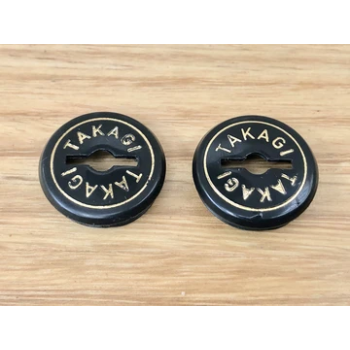 Old School BMX Crank Caps Black/Gold Font by Takagi