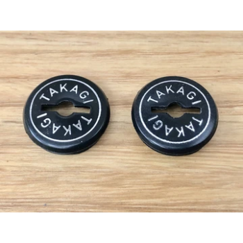 Old School BMX Crank Caps Black/Silver Font by Takagi