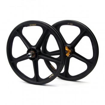 Old School BMX Skyway 20" Graphite Tuff 9T Wheel Set Black/Gold