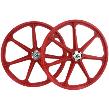 Old School BMX Red Skyway 24" Wheels with Flanges by Skyway