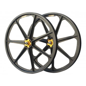 Old School BMX Skyway 24" Graphite Tuff Wheel Set Black/Gold