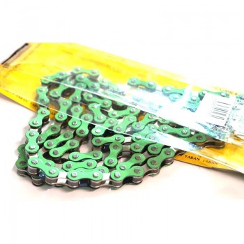 Old School BMX 1/2 x 1/8 x 112L Single Speed Two Tone Chain Nickel/Green By YBN