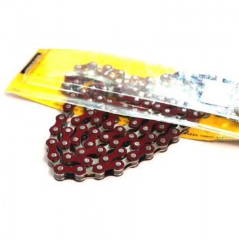 Old School BMX 1/2 x 1/8 x 112L Single Speed Two Tone Chain Nickel/Red By YBN