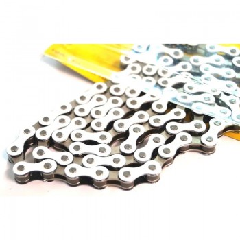 Old School BMX 1/2 x 1/8 x 112L Single Speed Two Tone Chain Nickel/White By YBN