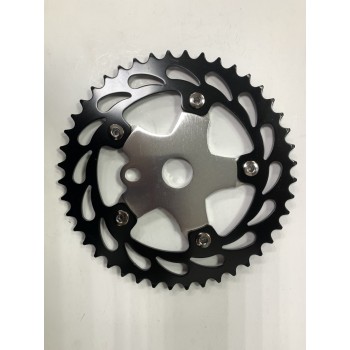 Old School BMX 44T Alloy Chain Wheel and Spider Black