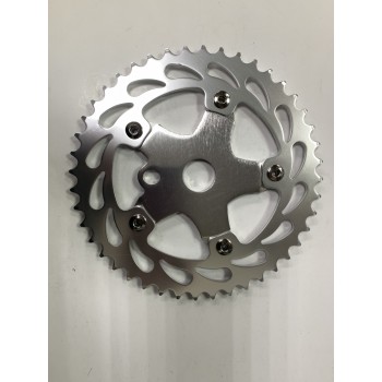 Old School BMX 44T Alloy Chain Wheel and Spider Silver