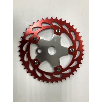 Old School BMX 44T Alloy Chain Wheel and Spider Red