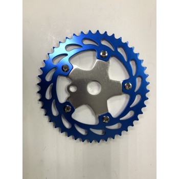 Old School BMX 44T Alloy Chain Wheel and Spider Blue