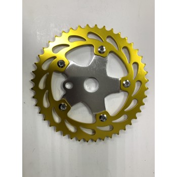 Old School BMX 44T Alloy Chain Wheel and Spider Gold