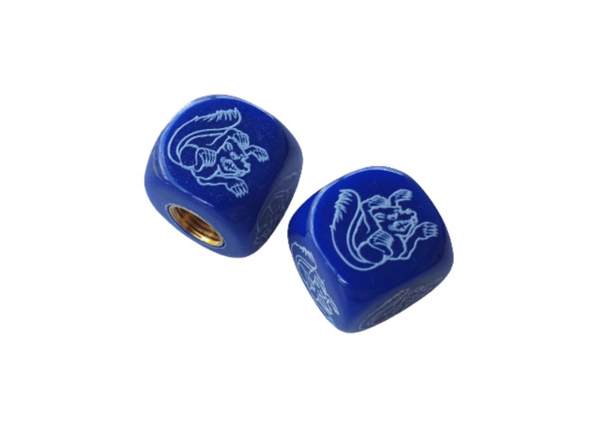 Old School BMX Mongoose Dice Valve Caps (Pair) - Blue Old School BMX Mongoose Dice Valve Caps (Pair) - Blue