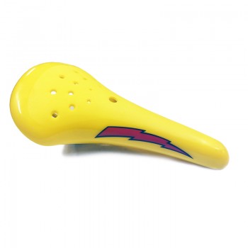 Old School BMX Elina Style BMX Seat Yellow with Lightning Bolt by Old School BMX