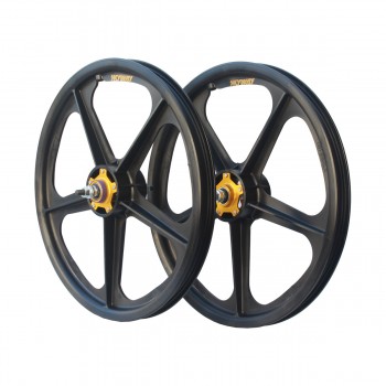 Old School BMX Skyway 20" Graphite Tuff Wheel Set Black/Gold