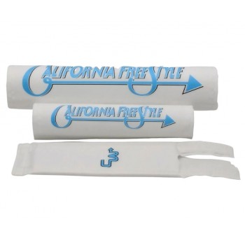Old School BMX Flite California Freestyle BMX Pad Set Classic 9" Bar Pad - White/Light Blue