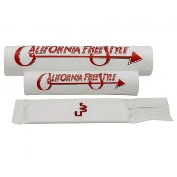 Old School BMX Flite California Freestyle BMX Pad Set Classic 9" Bar Pad - White/Red