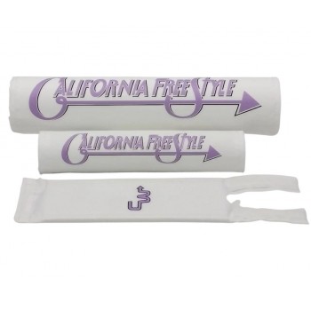 Old School BMX Flite California Freestyle BMX Pad Set Classic 9" Bar Pad - White/Purple